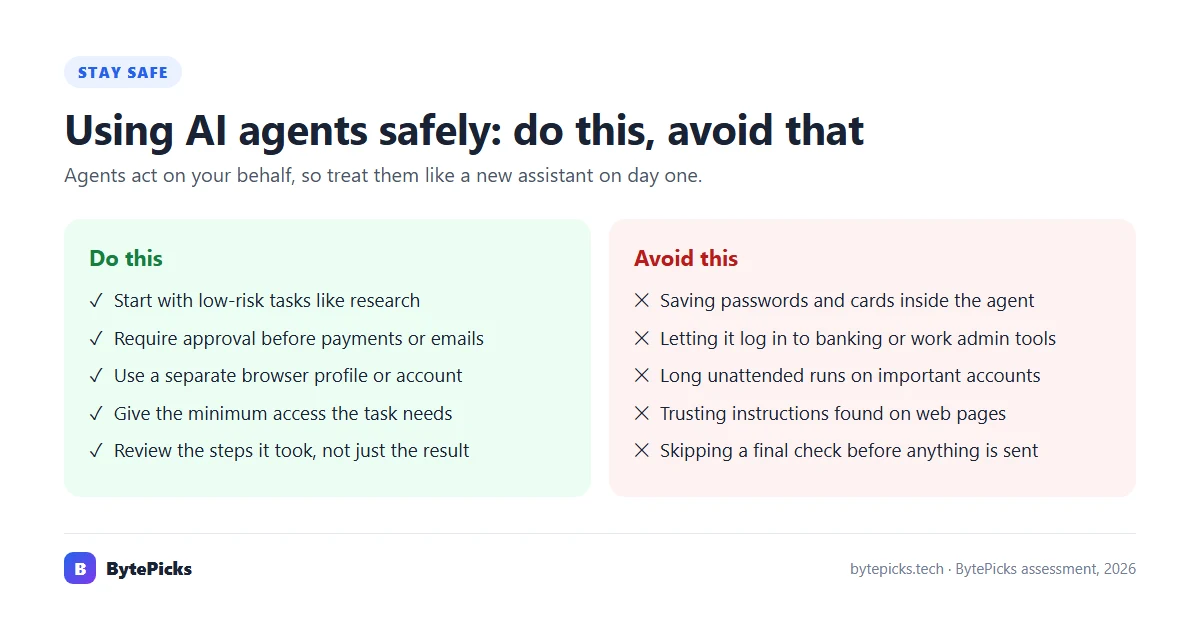 Checklist for using AI agents safely: what to do and what to avoid